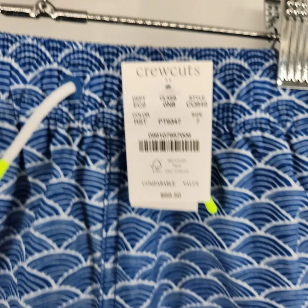 Crewcuts By J.Crew Boys Size 7 Blue Geometric Swim Trunks NWT‎